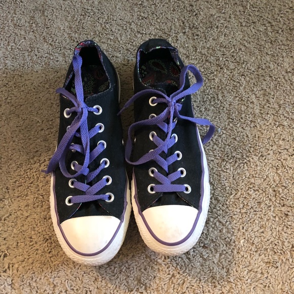 Converse Shoes - Black & Purple Converse